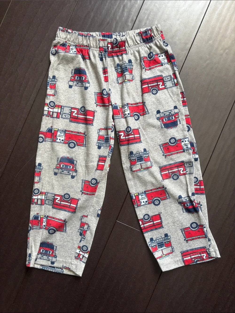 Carter's Red Firetruck Pajama Set with Gray Printed Pants